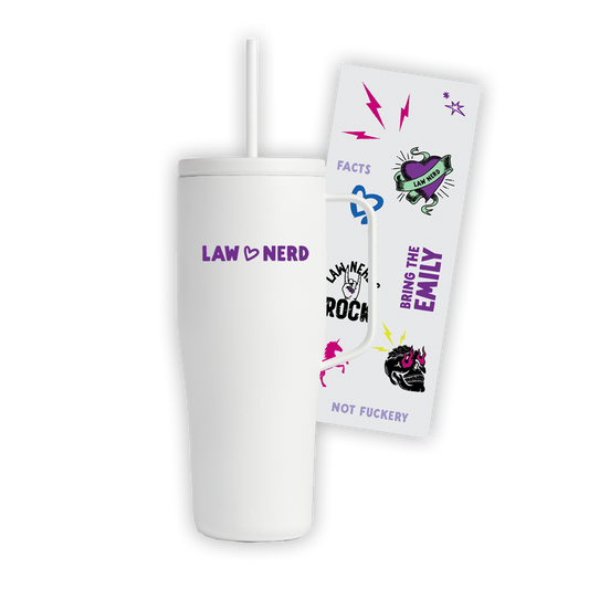 Law Nerd Cup (White) + Sticker Sheet