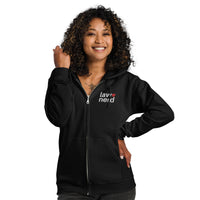 Law Nerd Love Red Heart Embroidered ZipUp Hoodie