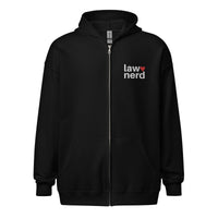 Law Nerd Love Red Heart Embroidered ZipUp Hoodie