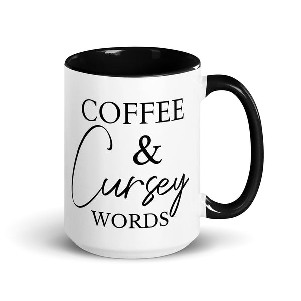 Coffee & Cursey Words Mug with Black Handle