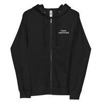 I Have Questions fleece zip up hoodie
