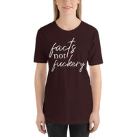 OxBlood Black Facts Not Fuckery Cursive T-Shirt